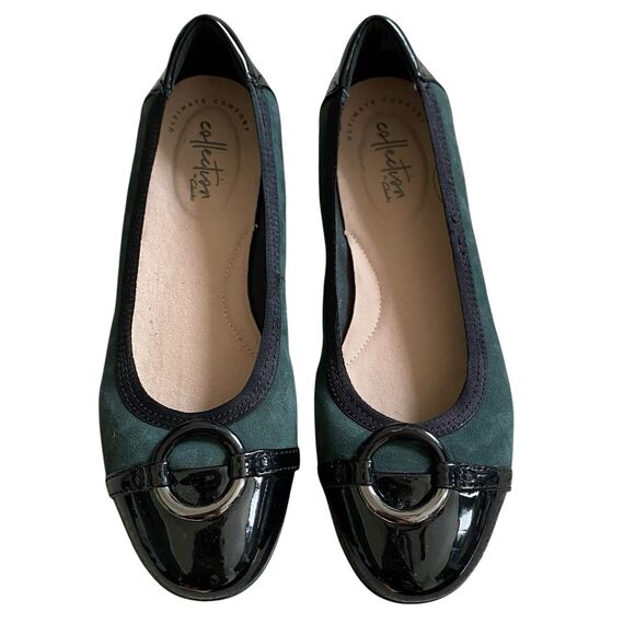 Clarks Gracelin Ballet Flats 7 EU 37.5 Dark Green Suede Leather Comfort - Picture 2 of 8
